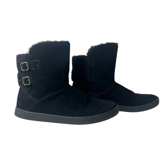 Koolaburra By Ugg Black Suede Winter Boots Women's Sz 10 Faux Fur Lining Pull On - Picture 3 of 12